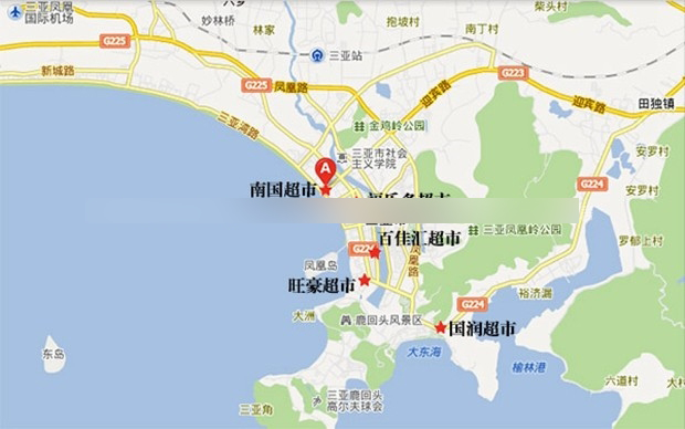 三亚市区超市分布图